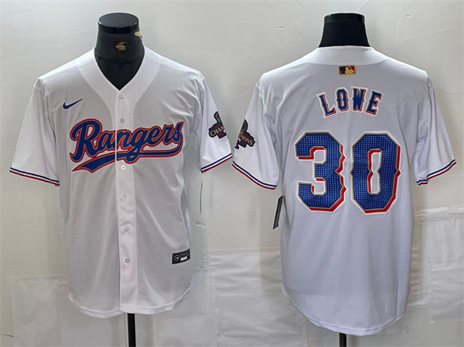 Men's Texas Rangers #30 Nathaniel Lowe White Gold Cool Base Stitched Baseball Jersey Men's Texas Rangers #30 Nathaniel Lowe White Gold Cool Base Stitched Baseball Jersey